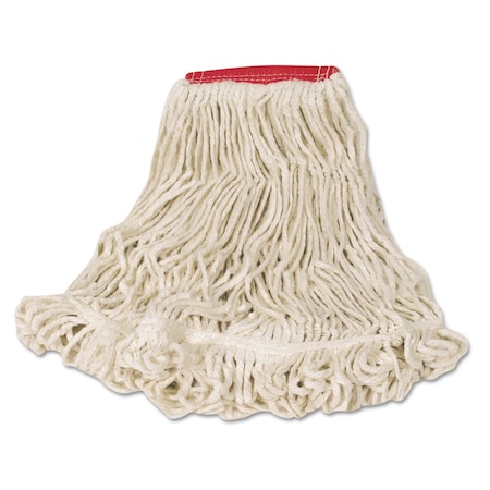 Rubbermaid Commercial Super Stitch Looped-End Wet Mop Head, Cotton/Synthetic, Large Size, Red/White, PK6 FGD25306WH00